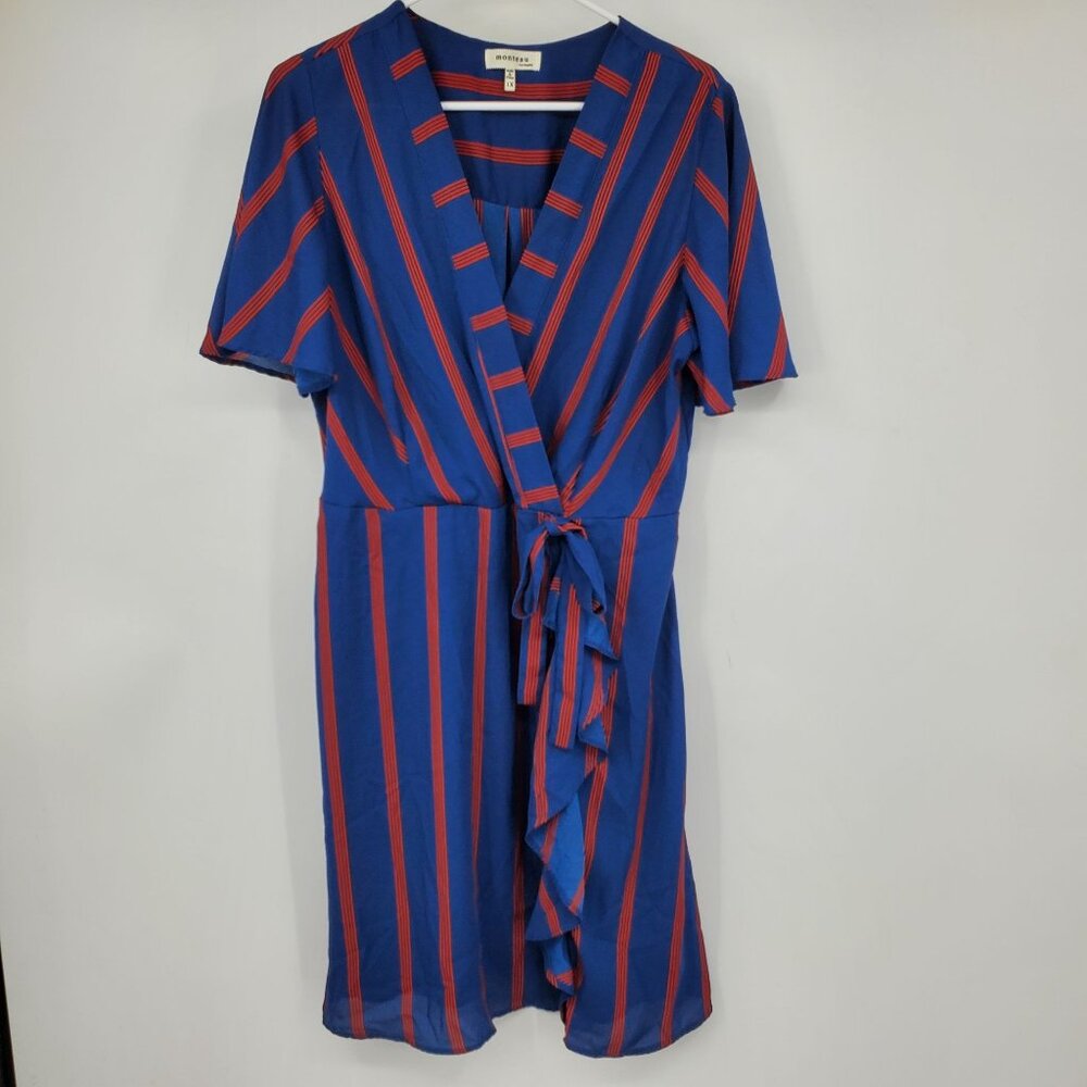 Monteau Blue and Red Striped Mini Dress